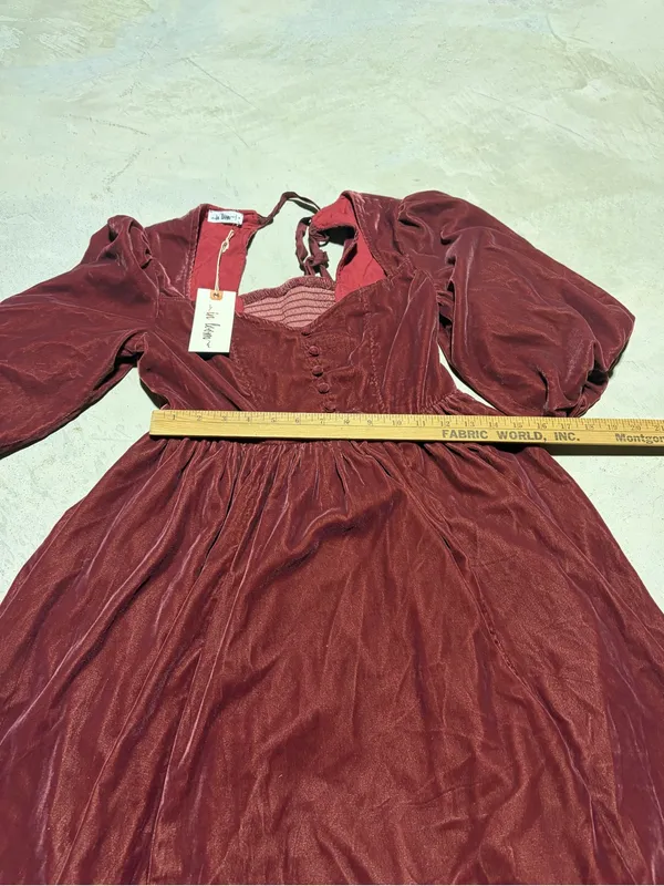 In loom NWT Velvet Desert rose Puff Sleeve mini Dress small MSRP$69 - Image 4