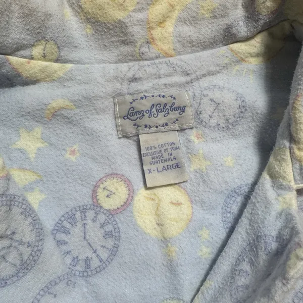Lanz Of Salzburg Celestial Moon and Stars Flannel Pajama Set‎ Blue Large 2 Piece - Image 4