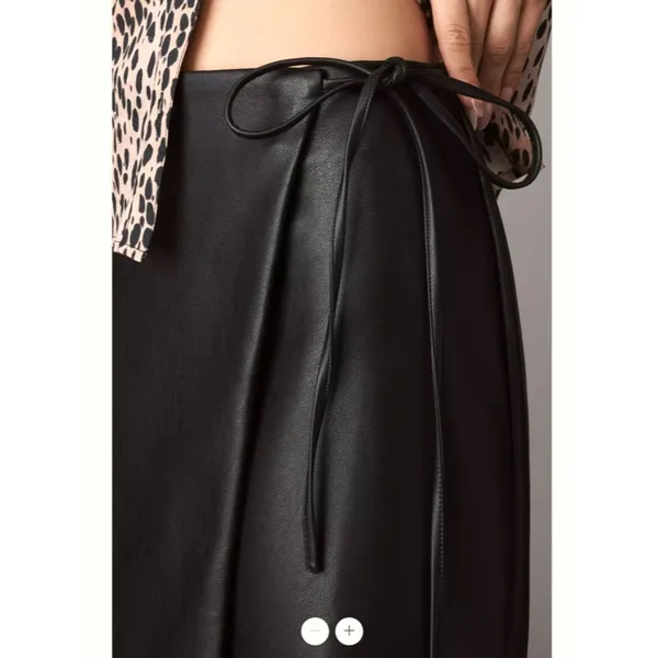 Anthropologie Maeve Faux Leather Wrap Midi Skirt - Image 4