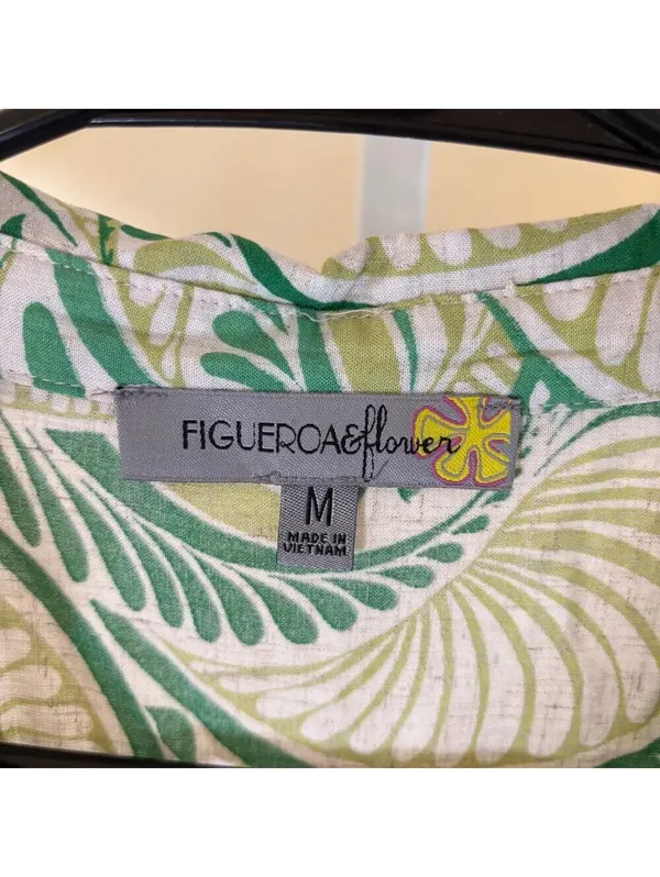 Figueroa & Flower EUC Women's Green Fern Print Midi Dress Missing Belt Size M - Image 3