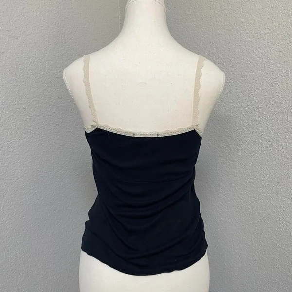 Victoria'S Secret Black Cami Tank White Lace Trim Top Y2k Coquette Dark Cottage - Image 4