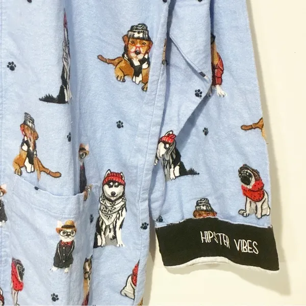 PJ Salvage Pajama Top Hipster Dogs Eyeglasses‎ Button Size XS - Image 2
