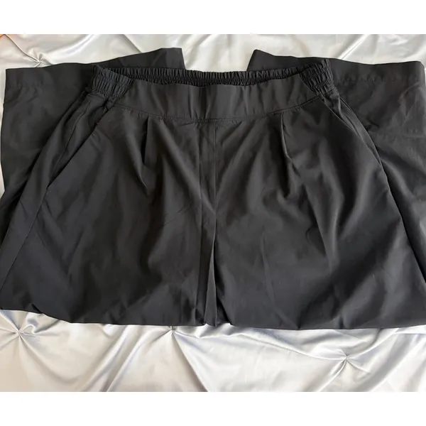 Athleta Pull-On Track Pants Elastic Waist Black Petite 12P Straight Leg - Image 2
