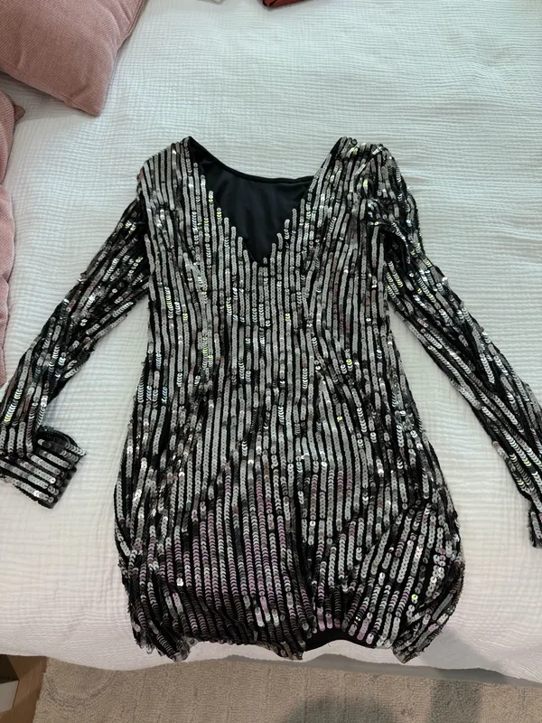 Nasty Gal black long sleeve sequin mini dress - Image 6