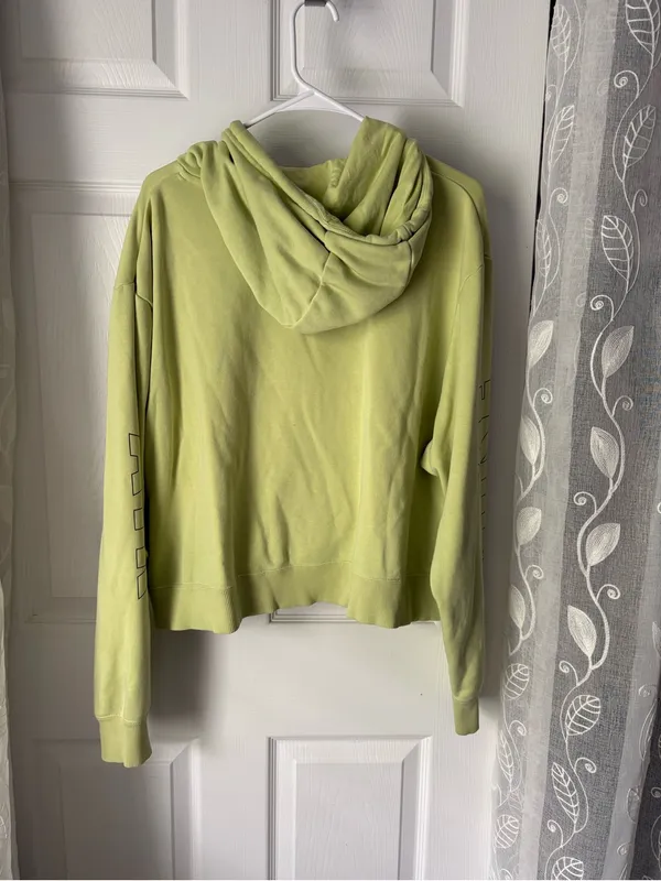 Nike Air logo Women Lime Fleece Hoodie cropped pullover minor stain plus size 2X - Image 11