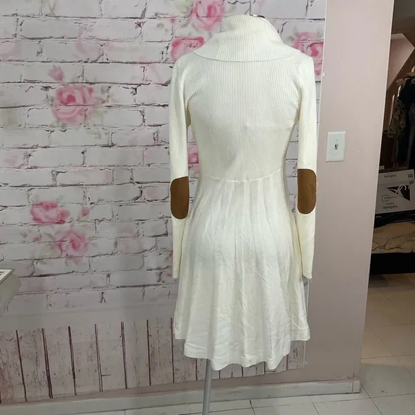 Calvin Klein white cowl neck elbow pad sweater dress - Image 6