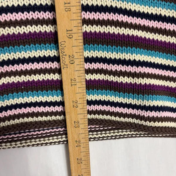 Striped Chunky Knit Turtleneck Sweater Earthy Rolled‎ Edges Cottage Casual Sz M - Image 5