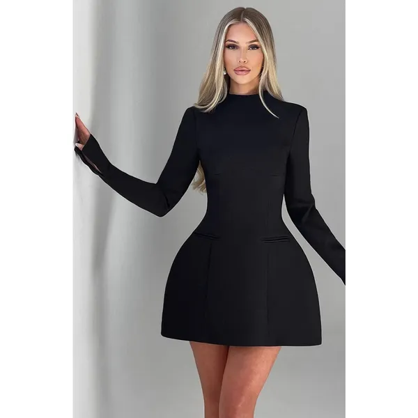 NWT Babyboo Kelly Black Cutout Back Long Sleeve Bodycon Mini Dress Women Size XS - Image 8