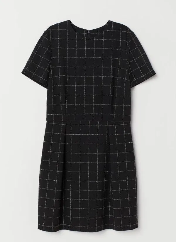 H&M Black Grid Textured Dress - Image 2