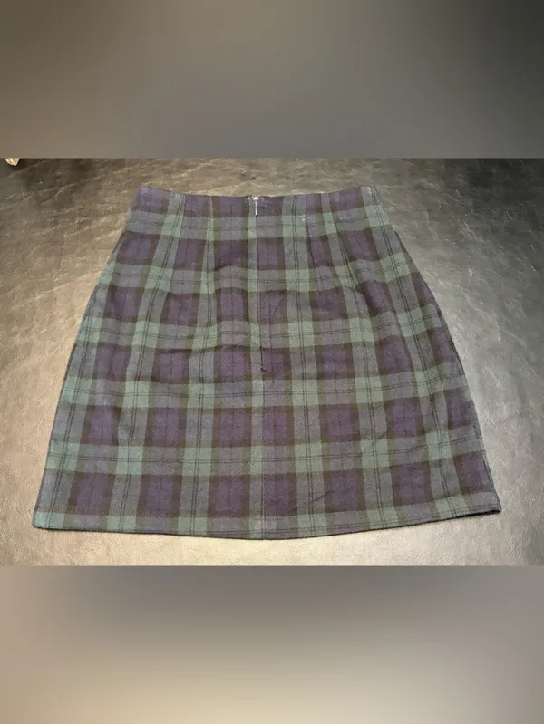 Brandy Melville Blue and Green Plaid Mini Skirt - Image 2