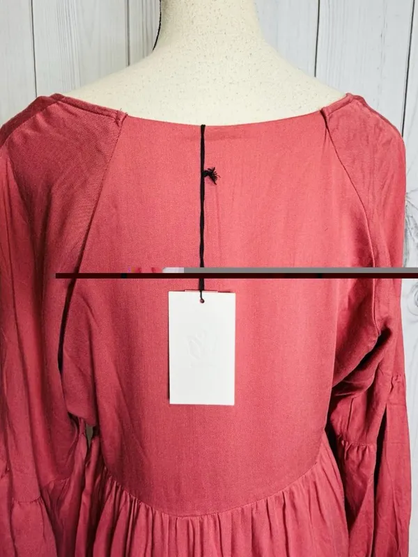 Andree By Unit Peplum Tunic Blouse Top Dark Dusty Pink Sz Large V-Neck NWT - Image 6