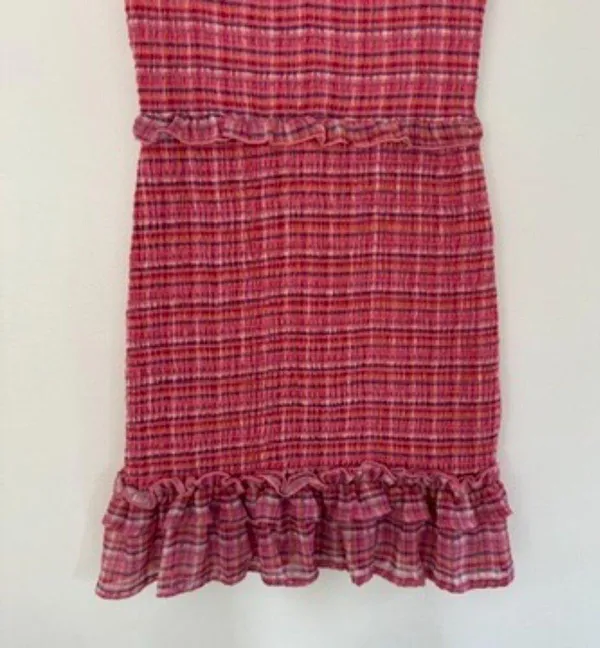 Aqua Smocked Mini Dress Pink Gingham size S - Image 3