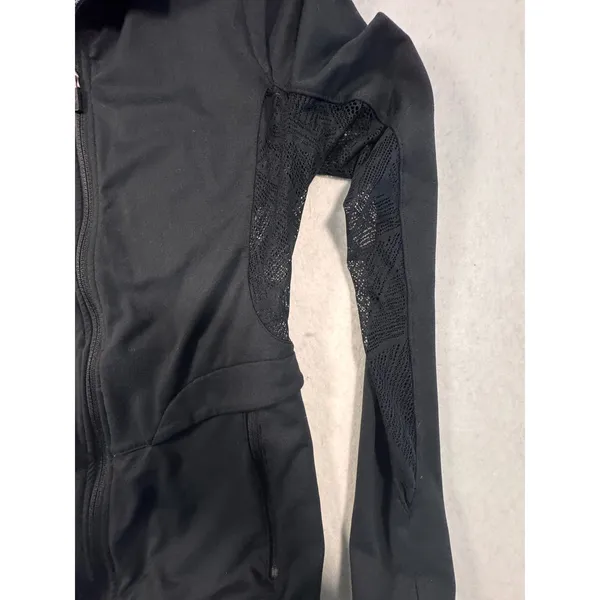 Merrell Womens Black Full Zip Athletic Jacket Lace‎ Mesh Back Thumbholes Small - Image 7