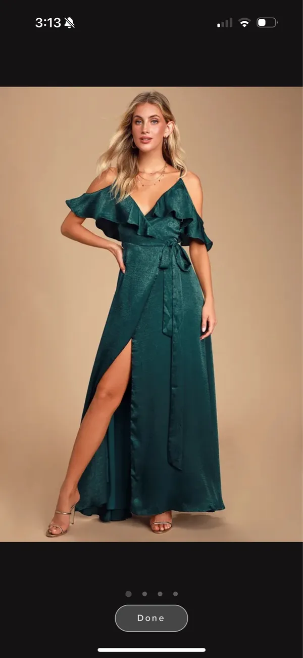 Lulus Satin Emerald Green Dress Maxi - Image 3