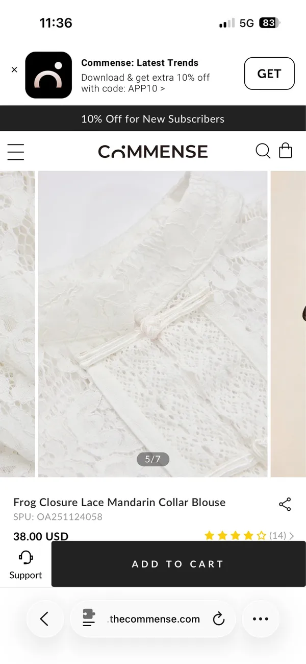 Commence Frog Closure Lace Mandarin Collar Blouse - Image 5