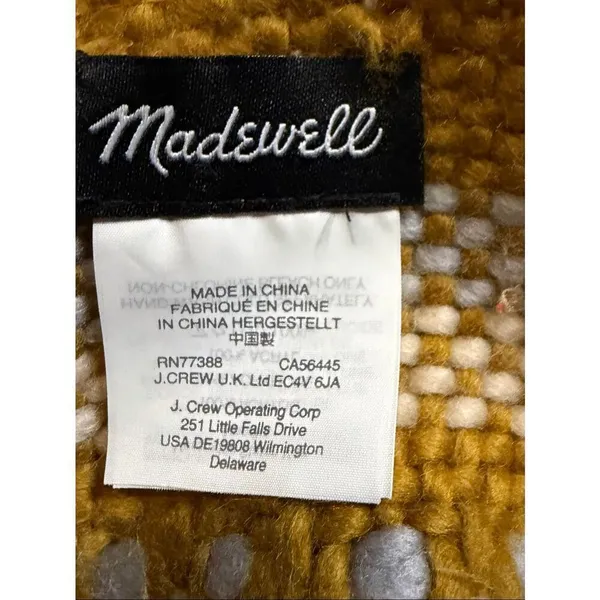 Madewell Woven Fringe Scarf Green Gray Ivory Striped Acrylic Women - Image 2