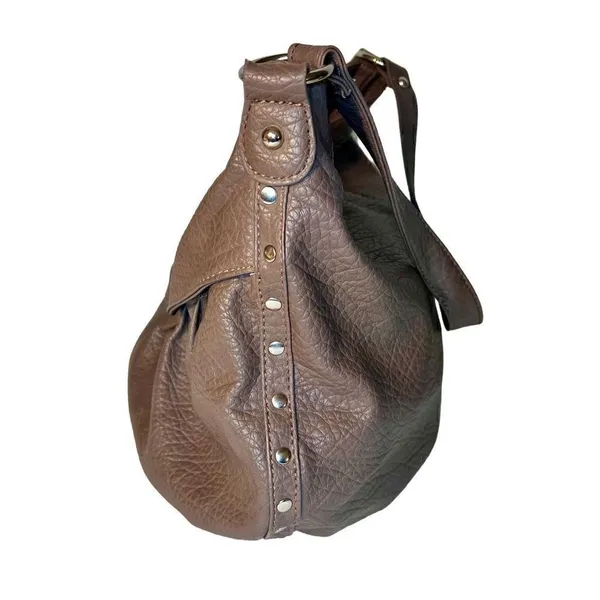 Nine West Large Gray Faux Pebble Leather Shoulder Bag - Image 4