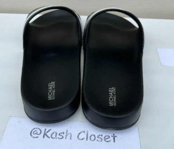 Michael Kors Black Brandy Slide Metallic Striped Sandal - Image 3