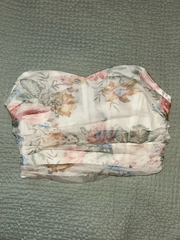 Nasty Gal Floral Ruched Strapless Corset Top - Image 4