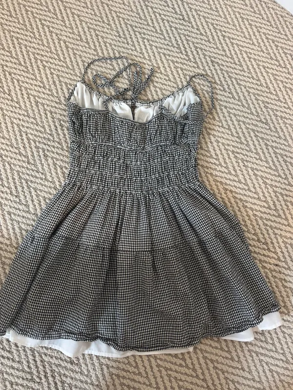 Mod On Trend Gingham Black White Dress - Image 2
