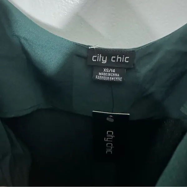 NWT‎ City Chic Shimmer Slip Dress In Jade Green Size 14 - Image 9