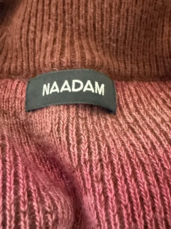 NAADAM Merino Cashmere Space Dye Quarter Zip Stripe Sweater Pink Red Medium - Image 5