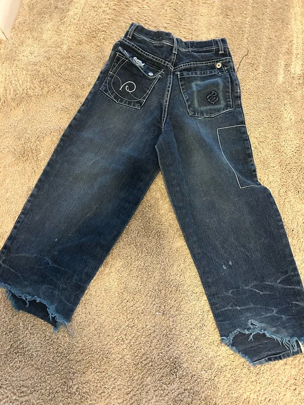 Rocawear Dark Blue Denim Jeans with White Contrast Stitching sz 12 Boys - Image 8