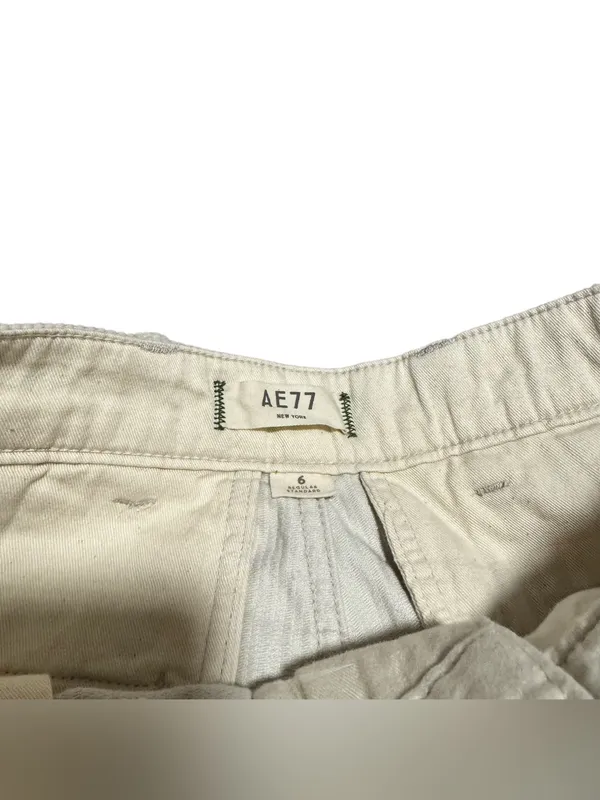 AE77 Premium Pleated Corduroy Pant American Eagle Cream High Waist Wide Leg NWT - Image 7