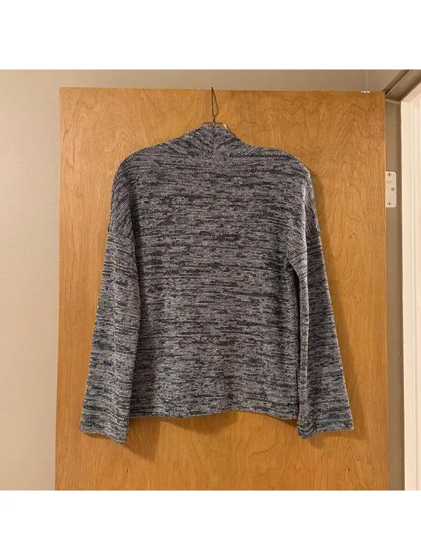 Madewell Marled Mockneck Sweater Women's Small Navy‎ Blue White Knit Pullover - Image 2