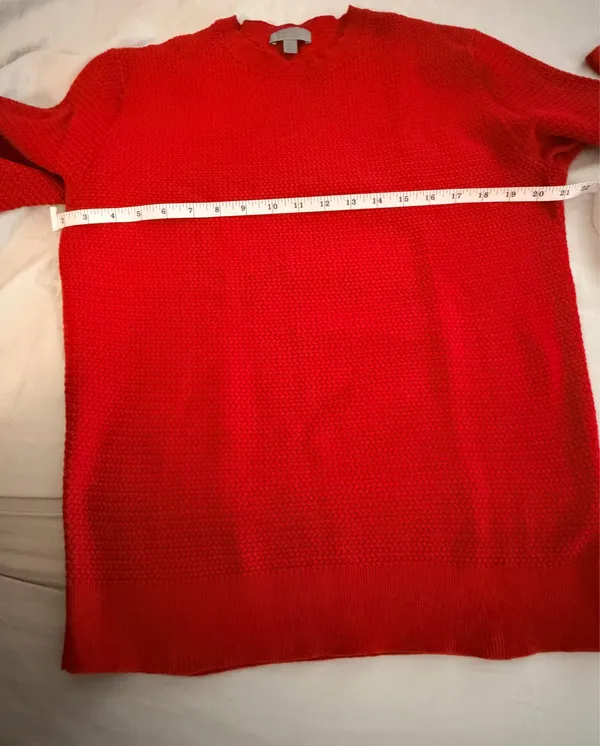 COS Red Textured Knit Crewneck Sweater M - Image 4