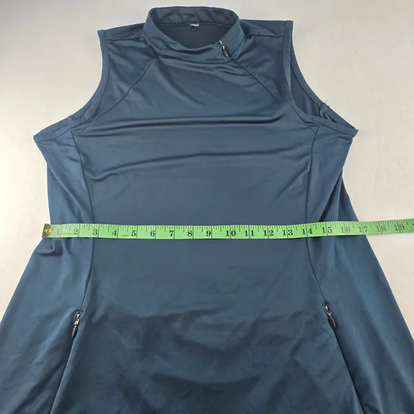 Tee Time Activewear Golf Tennis Dress‎ Teal Sleeveless Mock Neck Zipper Large - Image 9
