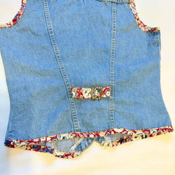 Paris Blues Original Denim Vest Boho Floral – Size M - Image 5