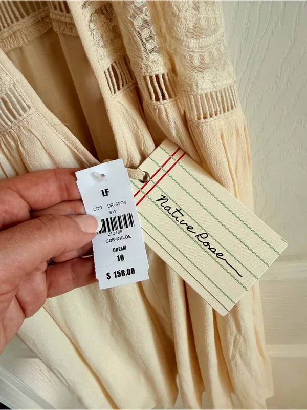 LF NWOT Native Rose Cream Lace-Trim Spaghetti Strap Dress - Image 5