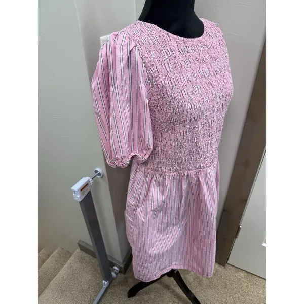 Old Navy Smocked Puff Sleeve Babydoll Dress Pink Cottagecore Coquette Girly M - Image 3