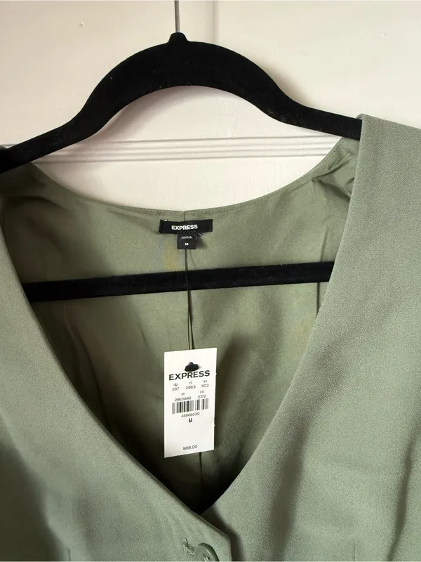 Express Sage Green Tailored Women's Vest - Image 3