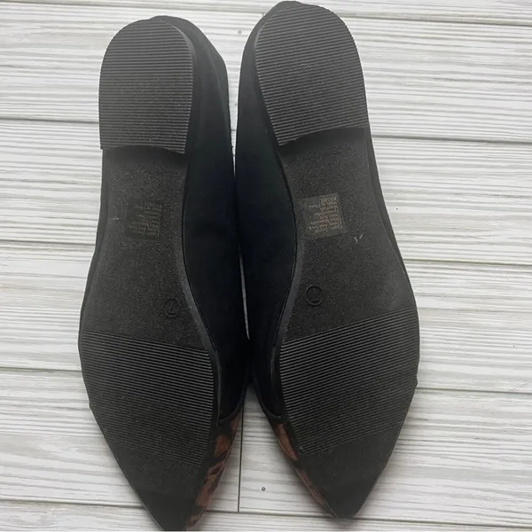 Gap Women’s Black and Animal Print Pointed Toe D’Orsay Ballet Flats Sz 7 - Image 4