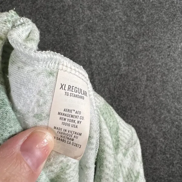 Aerie Plaid Fleece‎ Pajama Joggers Sage Green White XL Regular Lounge Pants - Image 10
