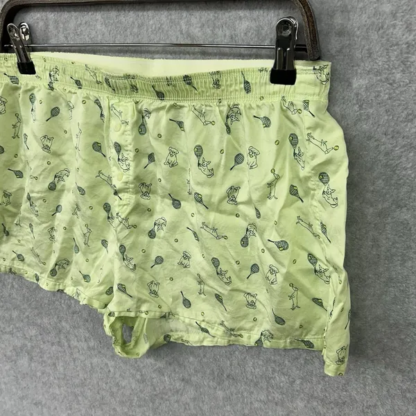 Victorias Secret Pink Women Sleep Shorts Green Silky Tennis Dogs Size Large - Image 2