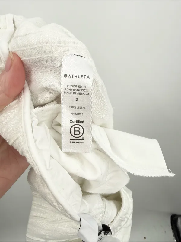 Athleta Cabo Wide Leg Linen White Women's Pants Size 2 - Image 4