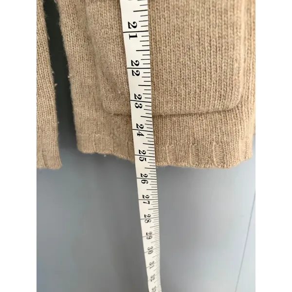 Anthropologie Sleeping on Snow Tan Lambswool Full Zip Hooded Sweater S - Image 2