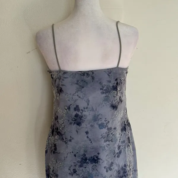 Urban‎ Outfitters Floral Mesh Handkerchief Hem Midi Dress Blue Y2K Large - Image 11