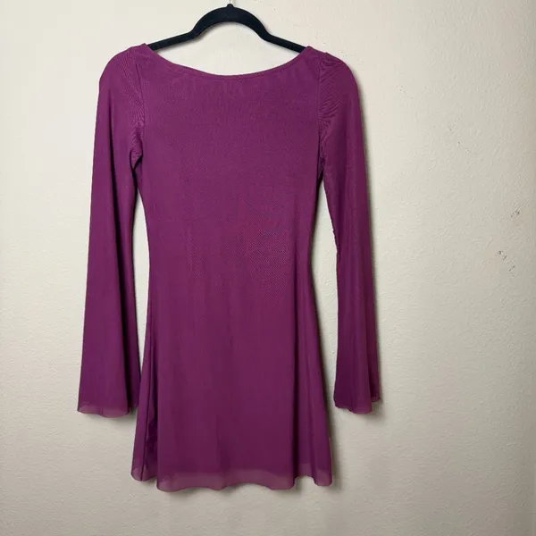 PRINCESS POLLY Low Back Mesh Trumpet Sleeve Mini Dress Size 4 / small - Image 2