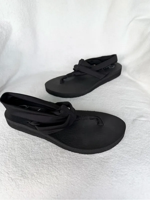 Skechers Womens Size 7 Black Meditation Studio Kicks Yoga Foam Sandals - Image 7