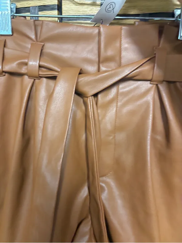 The Drop Brown Faux Leather Shorts Size XS - Image 3