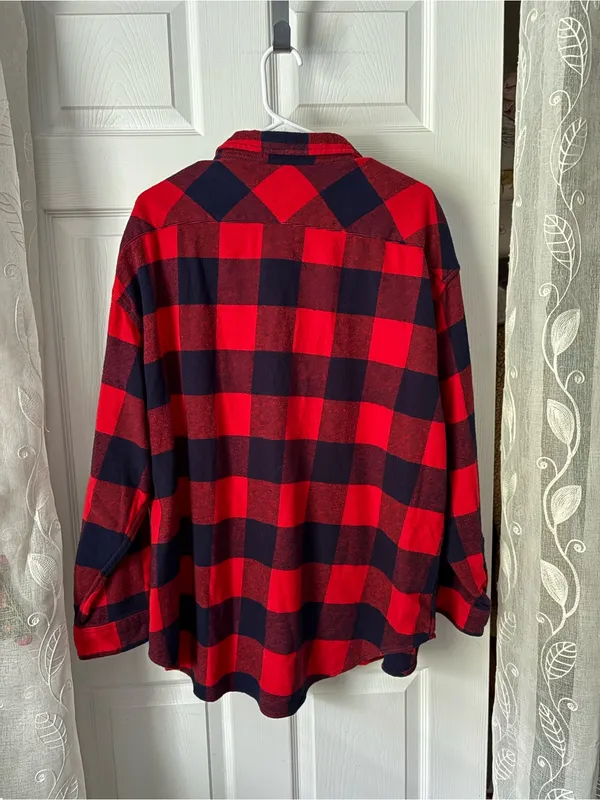 Aerie Buffalo Plaid Flannel Button-Up oversized boyfriend l Shirt women sz XL - Image 8