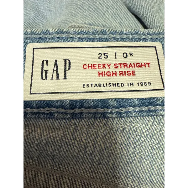 NEW Gap Cheeky Straight High Rise Blue Distressed Cropped Denim Jeans Size 25 - Image 4