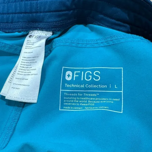 Figs Technical Collection Blue Green Scrub Pants Women’s Large - Image 2