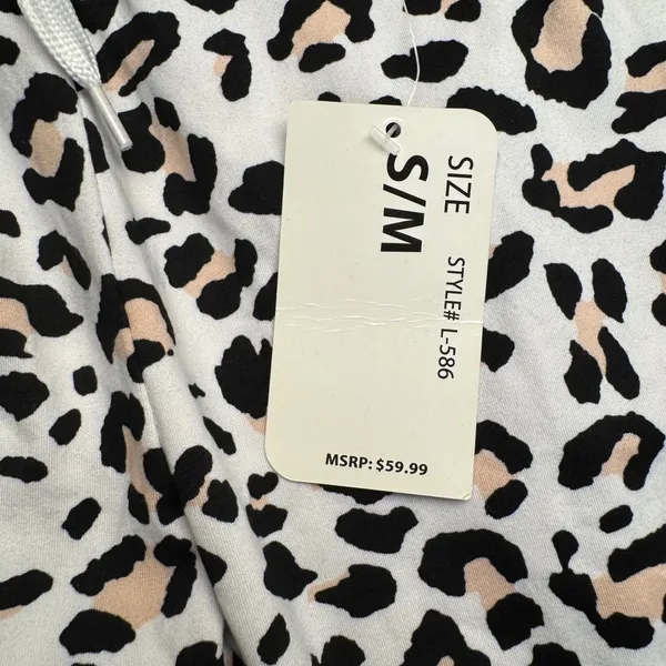 Spark Leopard Print Jogger Pants White Black Tan Animal Print L-586‎ S/M NWT - Image 3