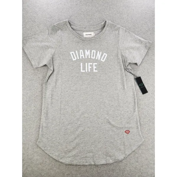 NWT Diamond Supply Co. Women's Logo Shirt Top Skateboarding Life Gray Sz‎ Large - Image 2