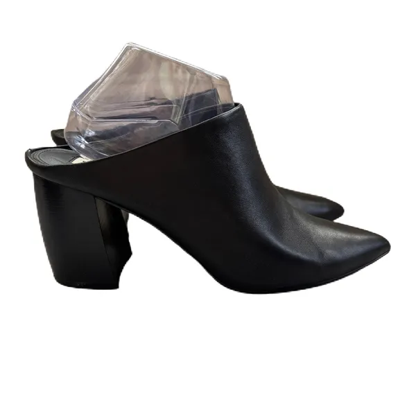 Steve Madden Barrie Addison Black Leather Mules Pointed Toe Size‎ 9 Chunky Heel - Image 3